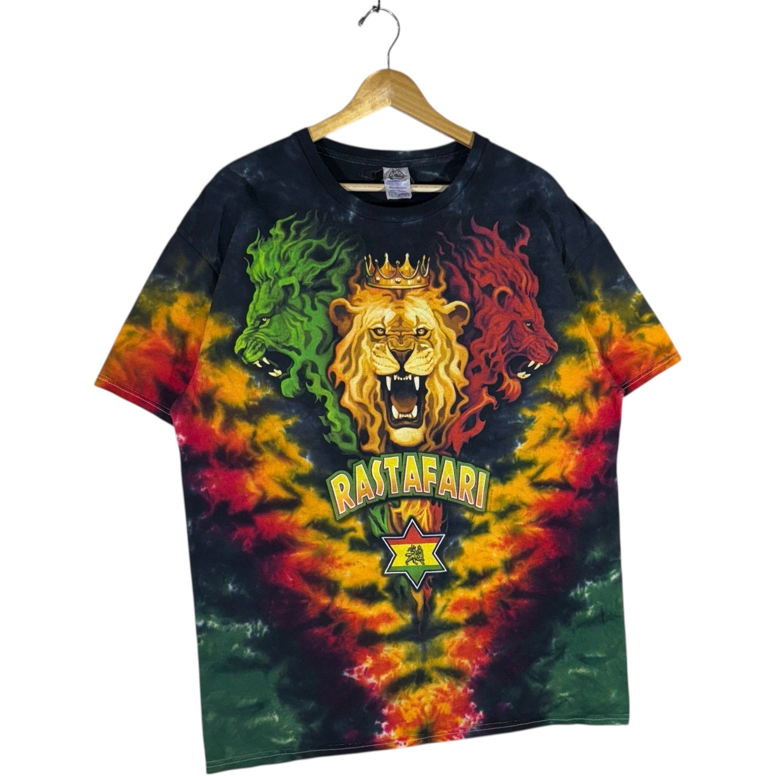 Vintage 3 Lions Rastafari Spellout Tie-Dye Tee