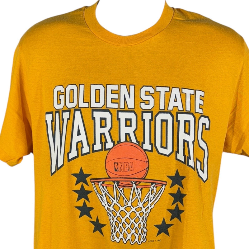 Vintage Logo 7 Golden State Warriors NBA Spellout Tee 90s