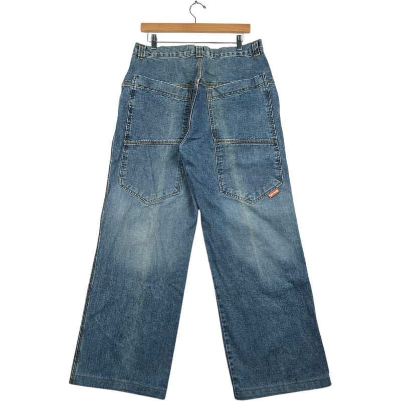 Vintage Lightning Bolt Wide Leg Denim Jeans 34