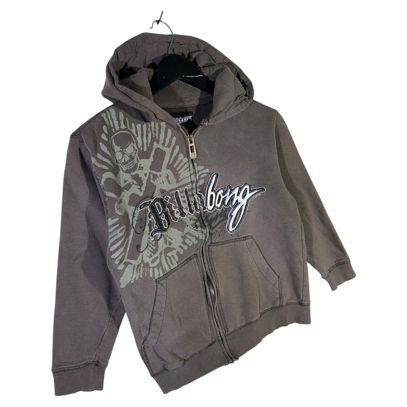 Vintage Billabong Skull Cross Tribal Graphic Full Zip Hoodie