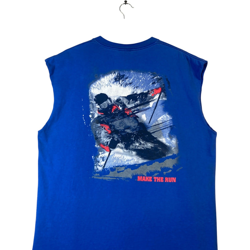 Vintage Make The Run Ski Muscle Sleeves Tank Top