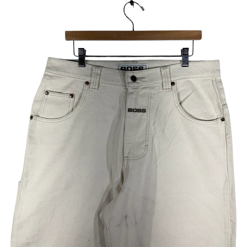 Vintage Boss Embroidered Carpenter Denim Shorts 36