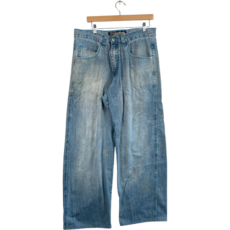 Vintage Southpole Faded Wide Leg Denim Jeans 35 x 30