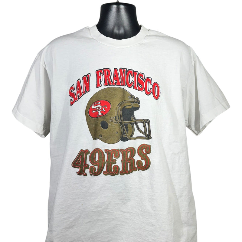 Vintage San Francisco 49ers Helmet Logo Spellout NFL Tee 90s