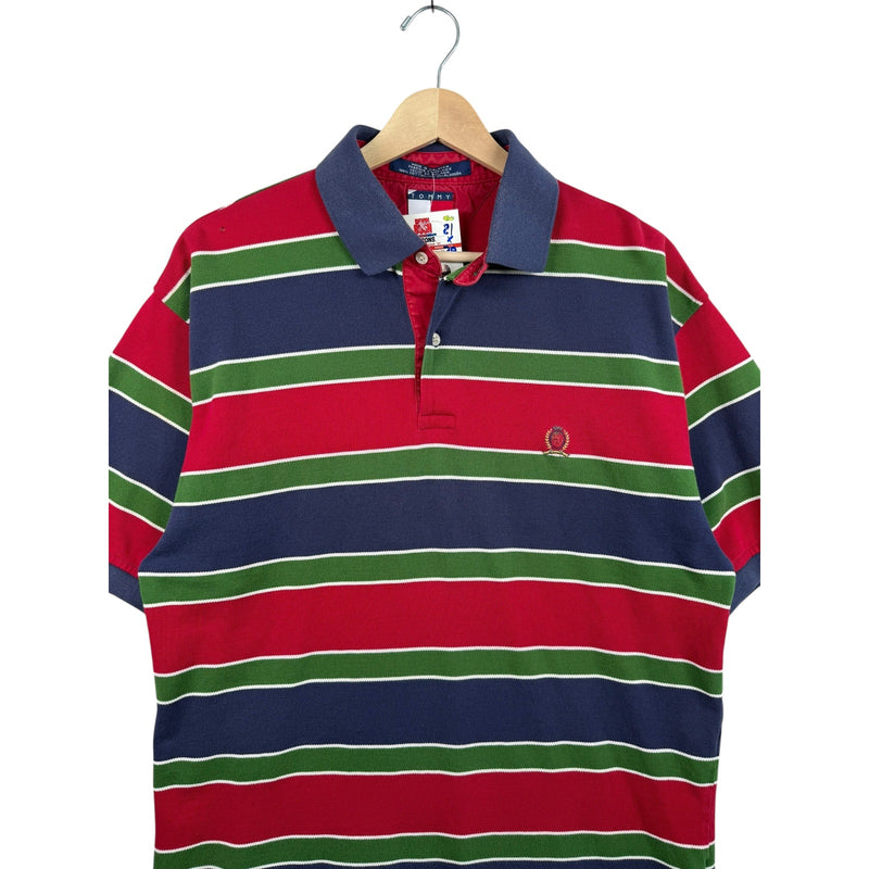 Vintage Tommy Hilfiger Striped Short Sleeve Polo Shirt