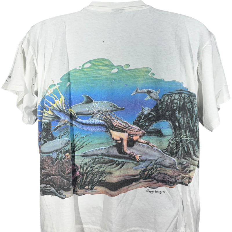 Vintage Mermaid and Dolphins Ocean Life AOP Tee