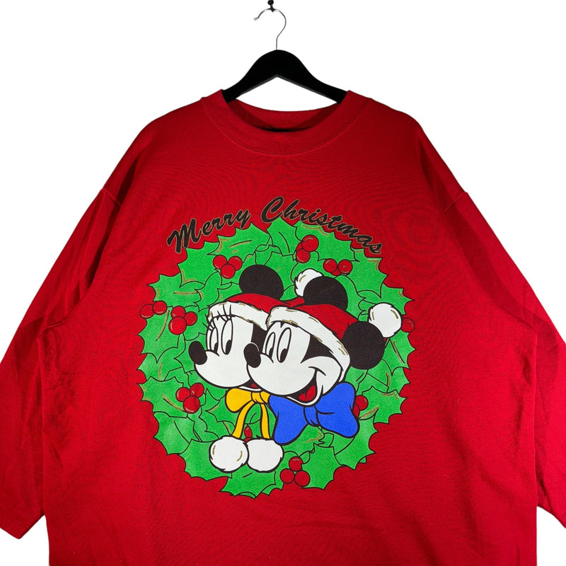 Vintage "Merry Christmas" Mickey Mouse 3/4 Sleeve Crewneck