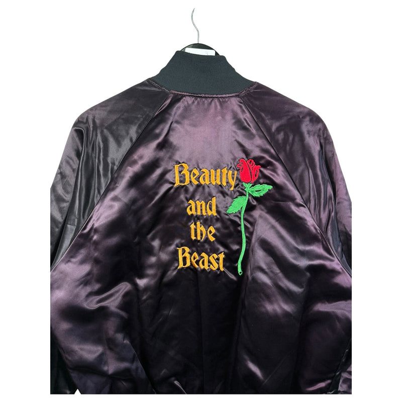 Vintage Beauty And The Beast Satin Bomber Jacket