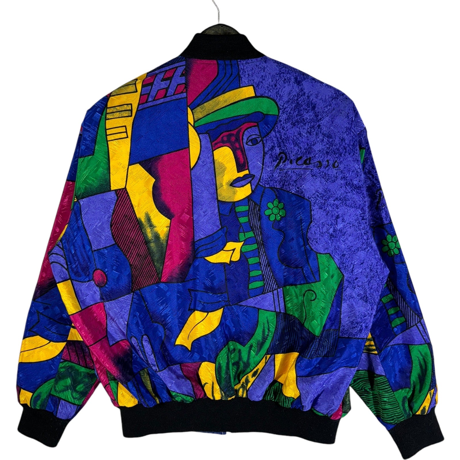 Vintage Picasso Abstract Design Reversible Bomber Jacket