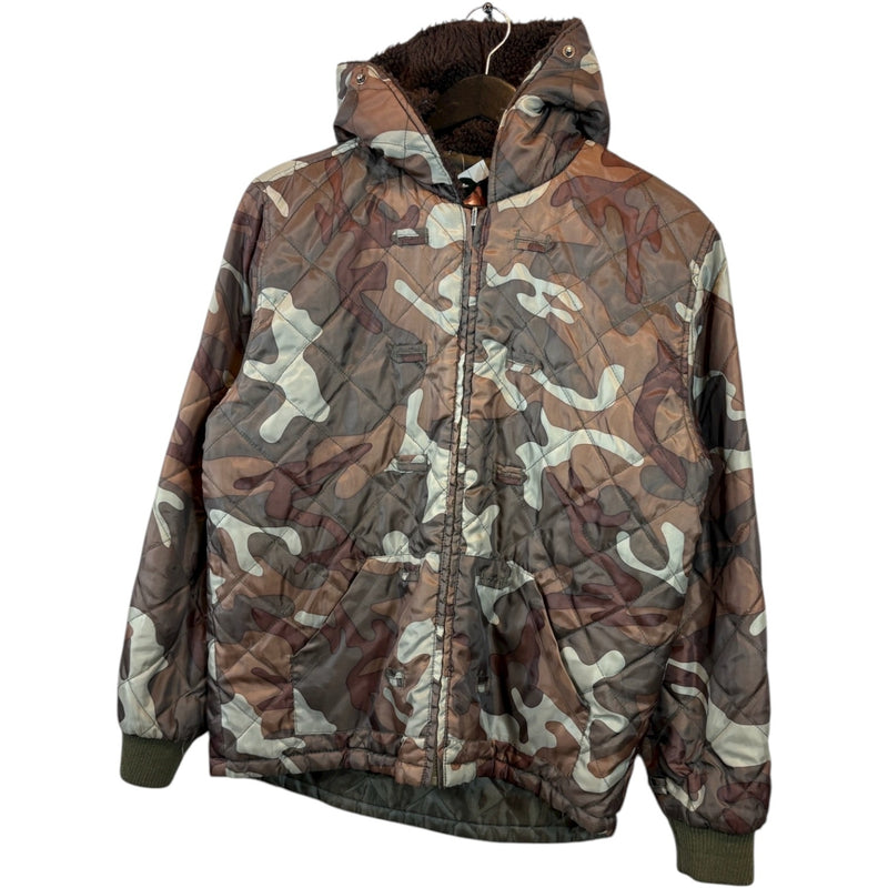 Vintage Camouflage Quilted Full Zip Jacket Hoodie