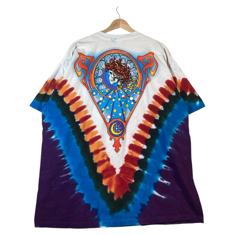 Vintage Tie Dye Graphic Print Skeleton Crewneck T-Shirt