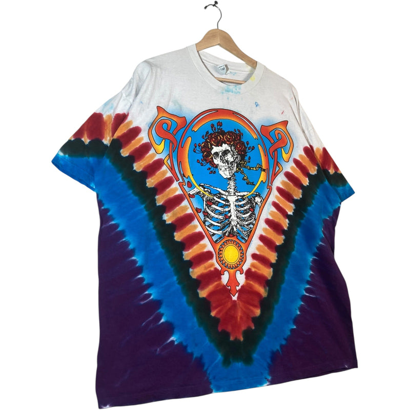 Vintage Tie Dye Graphic Print Skeleton Crewneck T-Shirt