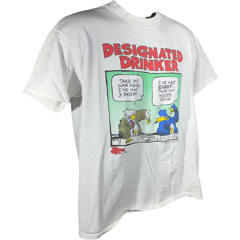 Vintage "Designated Drinker" Comic Humour Tee 90s