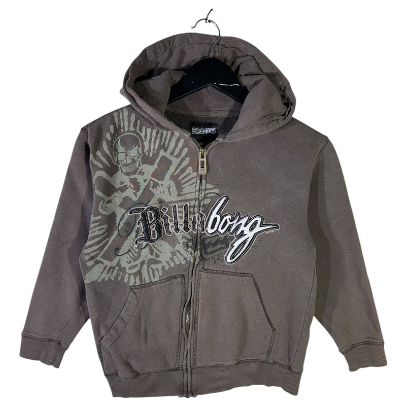 Vintage Billabong Skull Cross Tribal Graphic Full Zip Hoodie