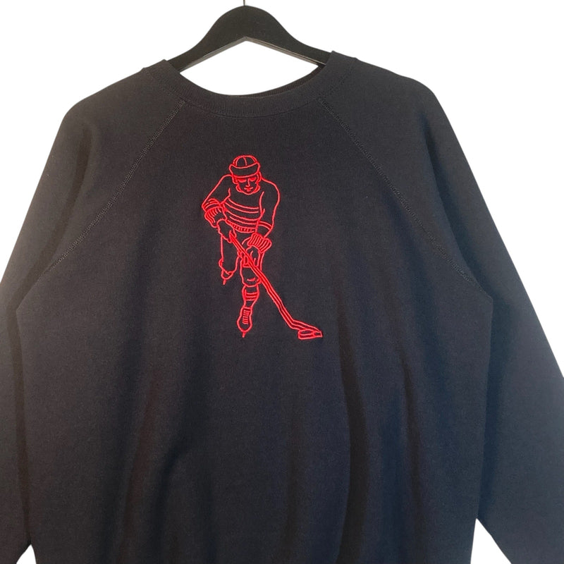 Vintage Hockey Player Drawing Crewneck