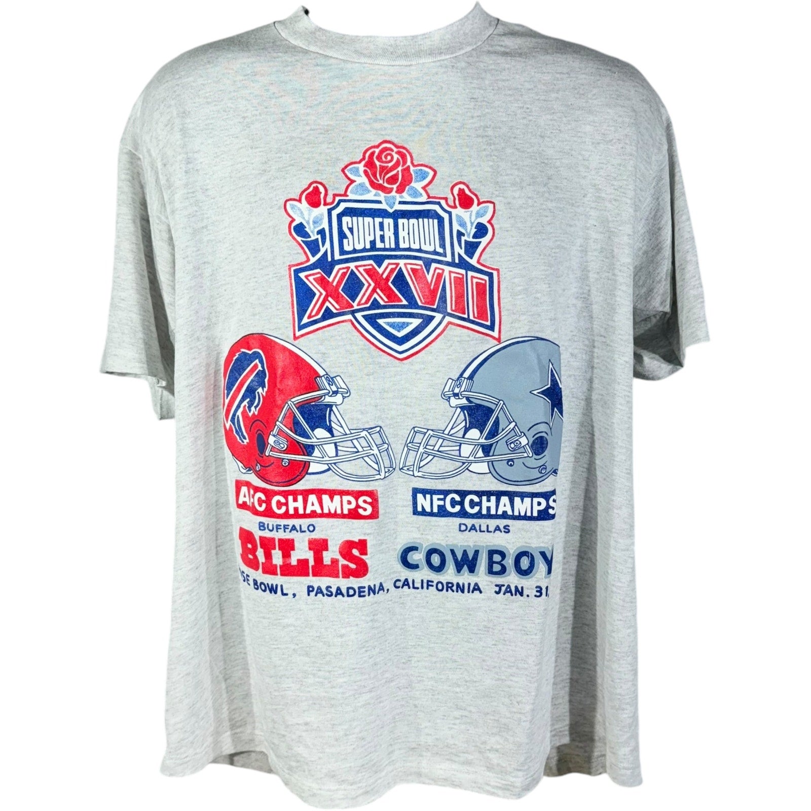 Vintage Buffalo Bills Vs Dallas Cowboys Super Bowl 27 NFL Tee 1993