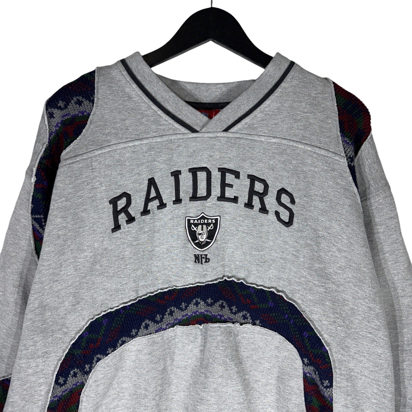 Vintage NFL Oakland Raiders Cut & Sew Spellout Crewneck