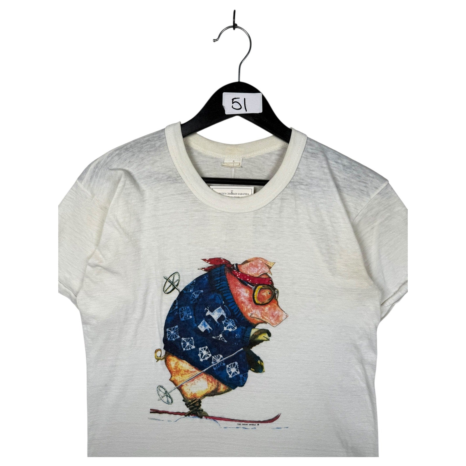 Vintage Skiing Pig T-Shirt