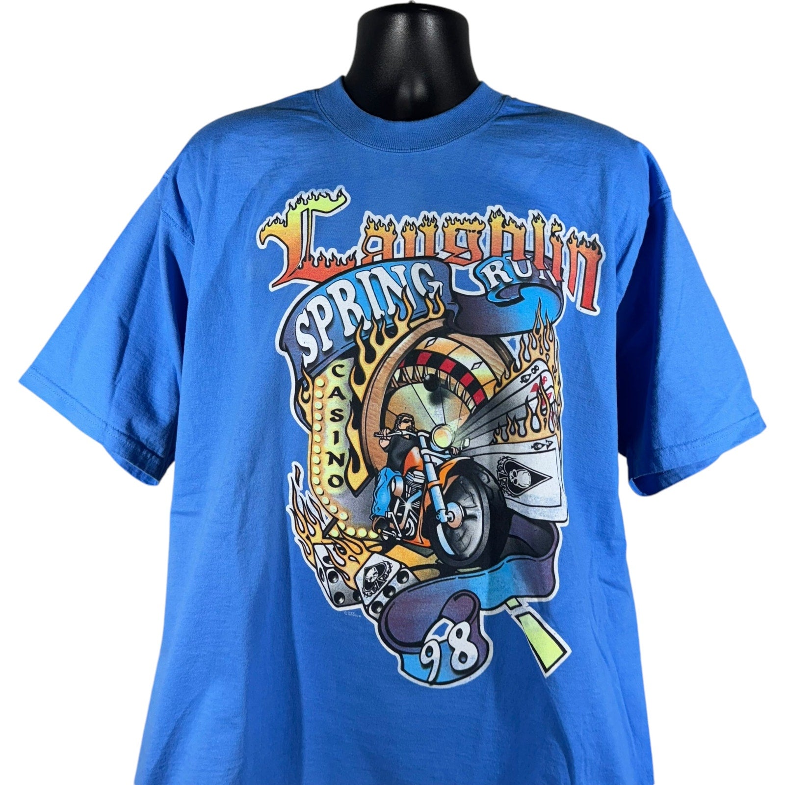 Vintage Laughlin Spring Run Casino Themed Biker Tee 1998