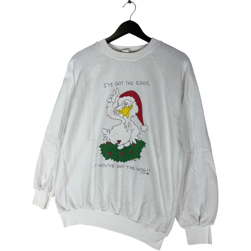 Vintage Christmas Egg Laying Goose Humor Crewneck 80s