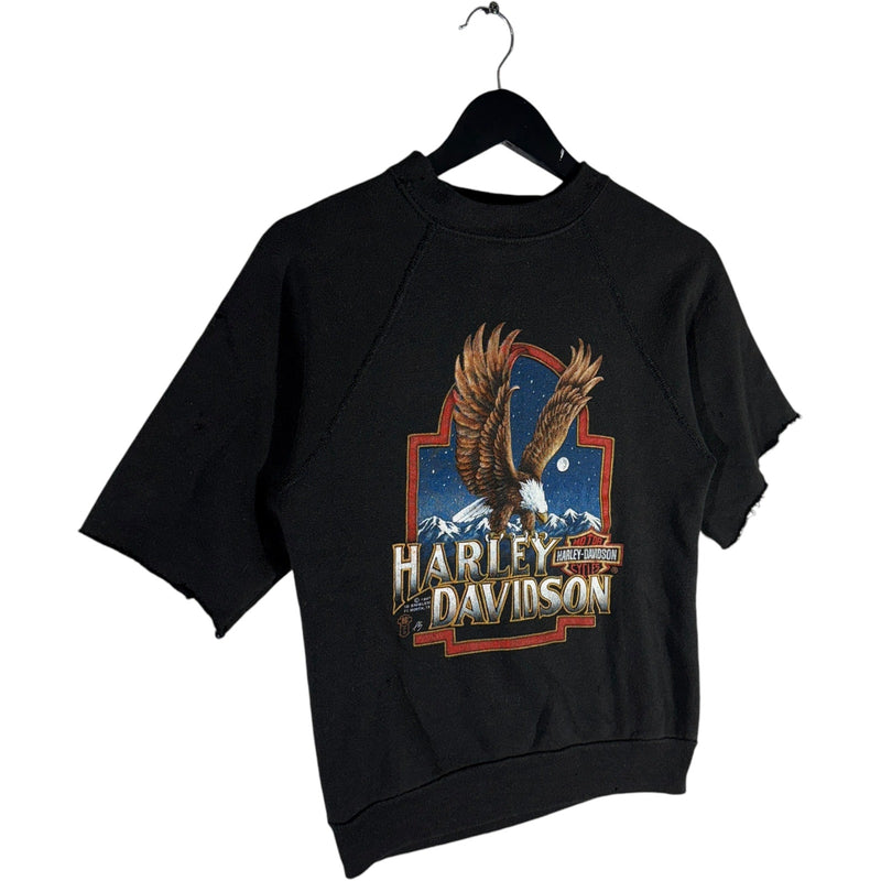 Vintage Harley Davidson 3D Emblem Cut Sleeves Crewneck 80s