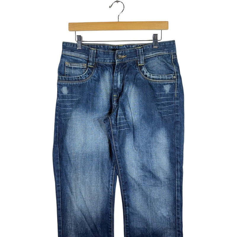 Vintage Straight Leg Zipper Pockets Fashion Denim Jeans 32 x 34