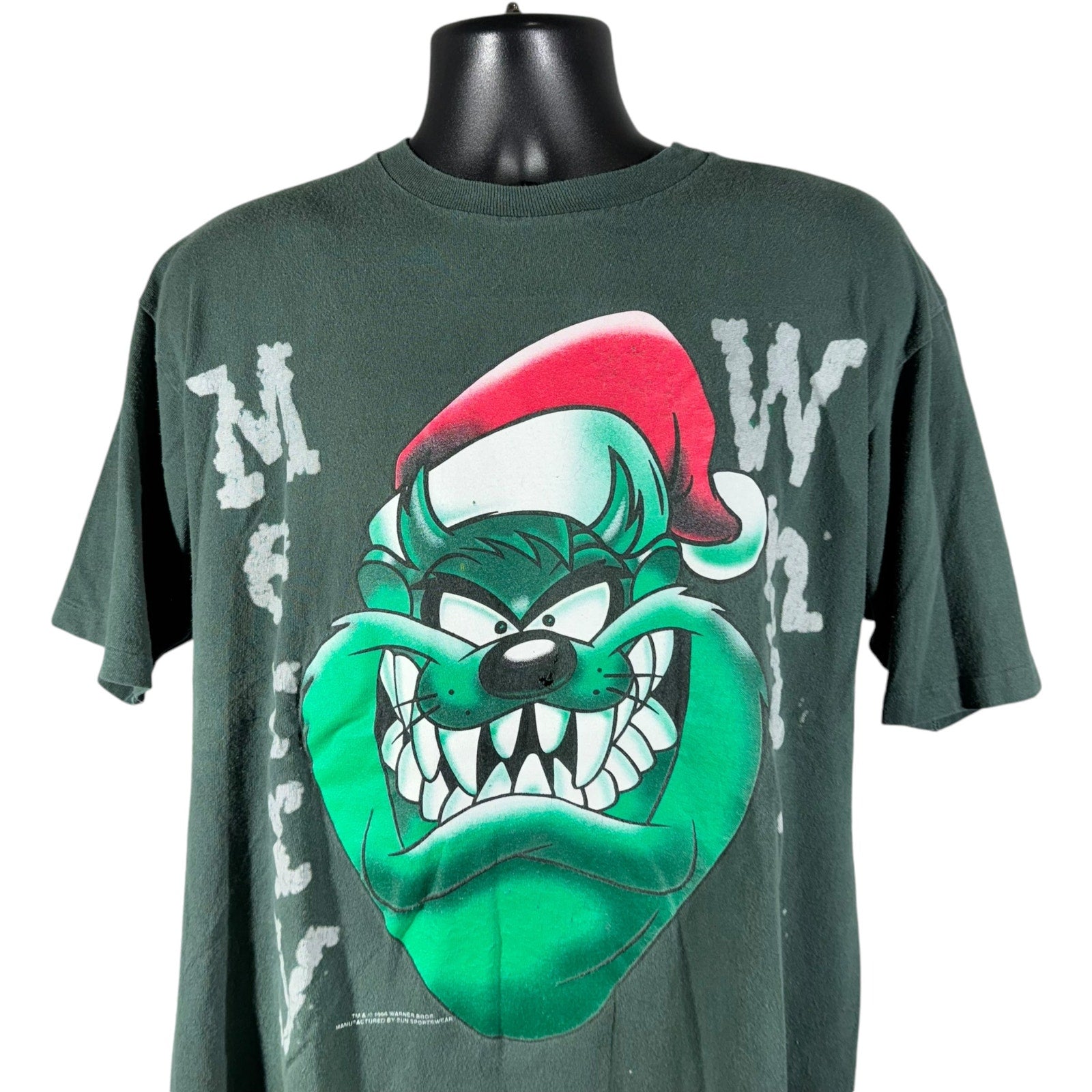 Vintage Looney Tunes Taz "Merry What?" Christmas Tee 90s