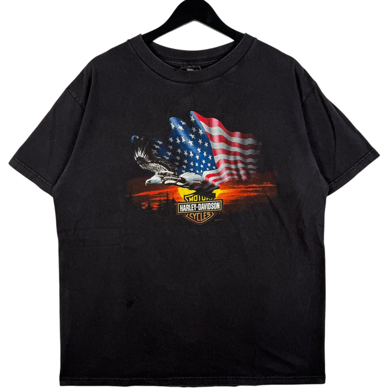 Vintage Harley Davidson American Flag Bald Eagle Tee