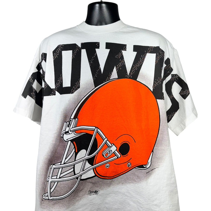 Vintage Cleveland Browns Large Helmet AOP NFL Tee 90s