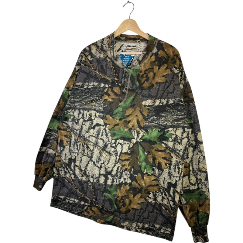 Vintage Camo Hunting Henley Long Sleeve T Shirt