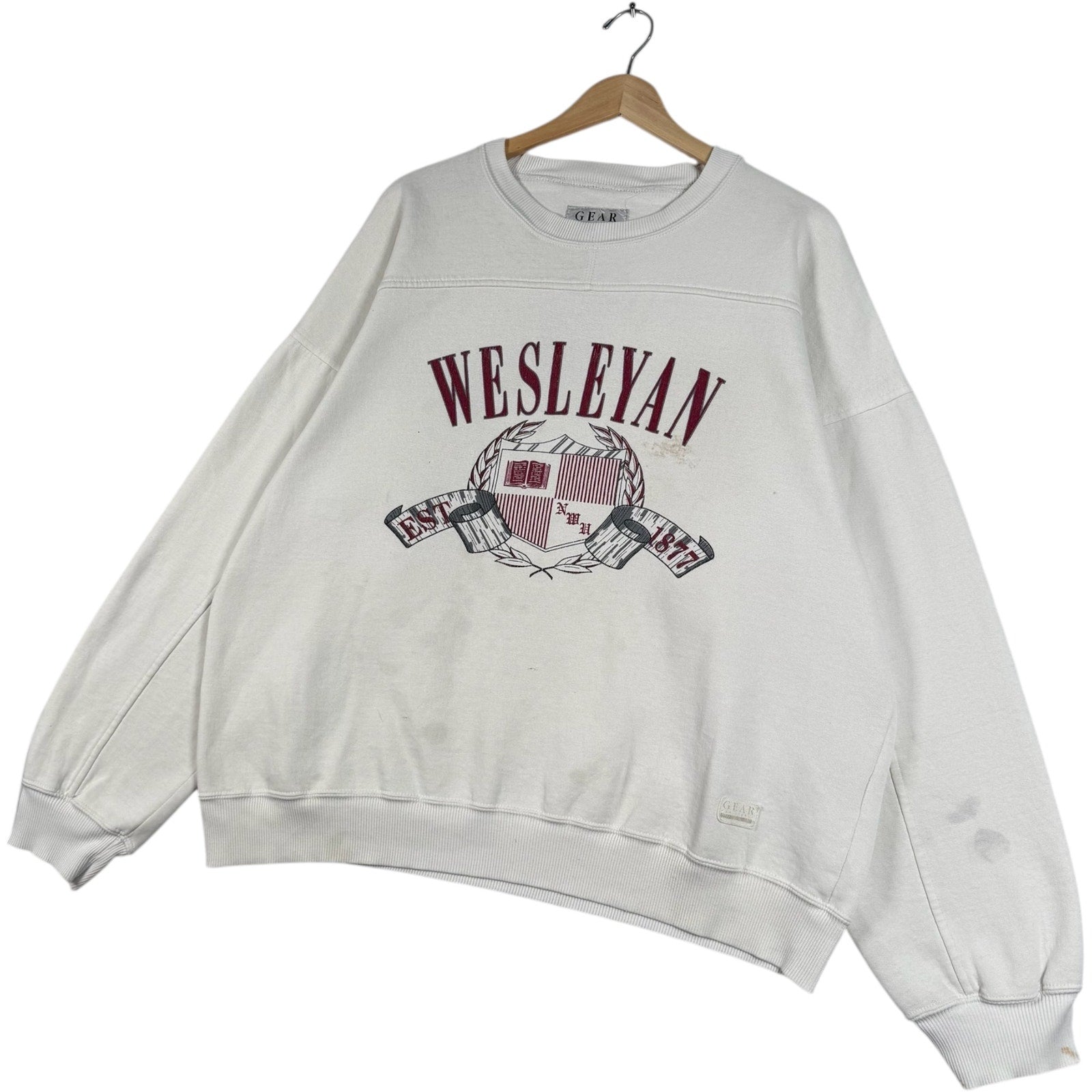 Vintage Wesleyan University Emblem Pullover Crewneck