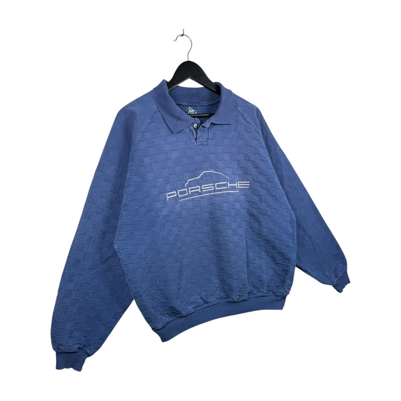 Vintage Porsche Embroidered Weave Collared Sweater