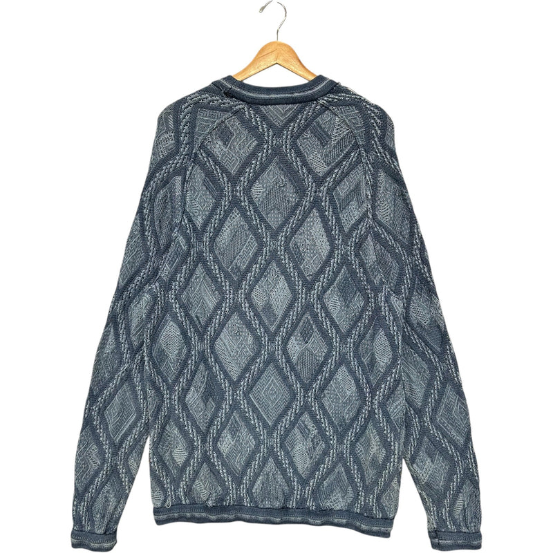 Vintage 3D Argyle Patterned Textured Pullover Sweater