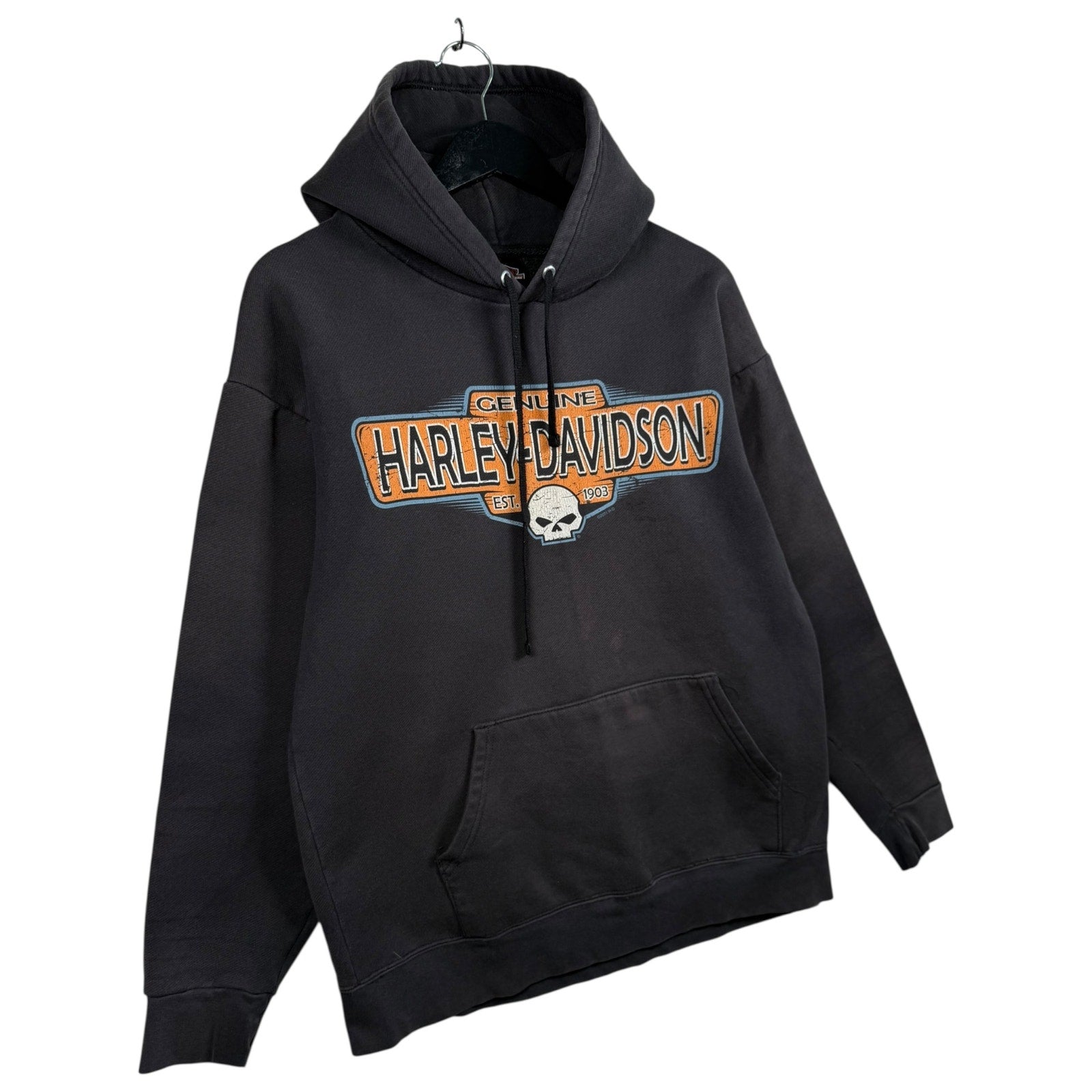 Vintage Harley Davidson Black Gold Pullover Hoodie