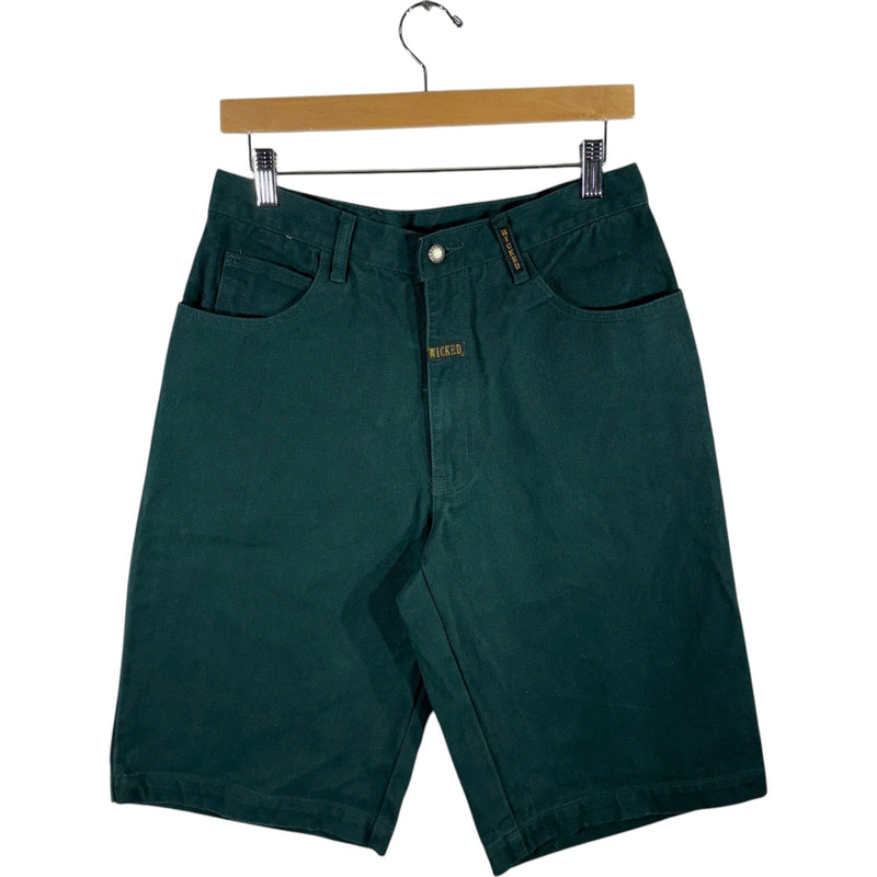 Vintage Wicked Green Baggy Denim Shorts 30