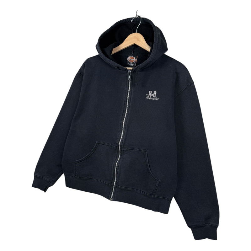 Vintage Harley Davidson H-D Embroidered Zip Up Hoodie