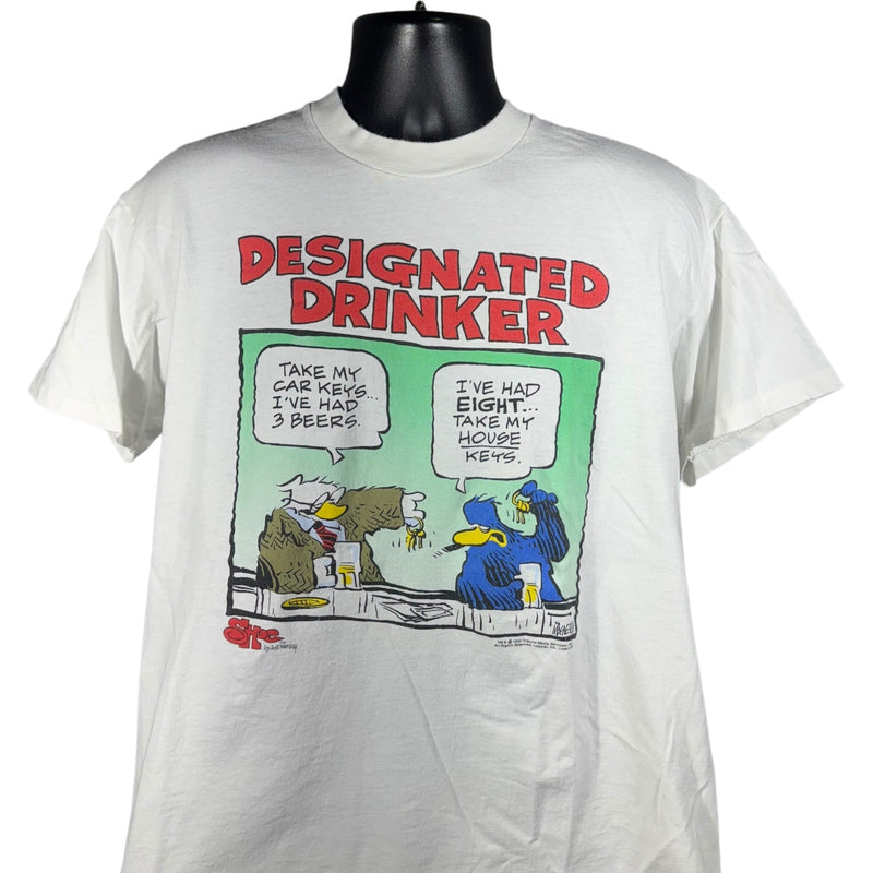 Vintage "Designated Drinker" Comic Humour Tee 90s