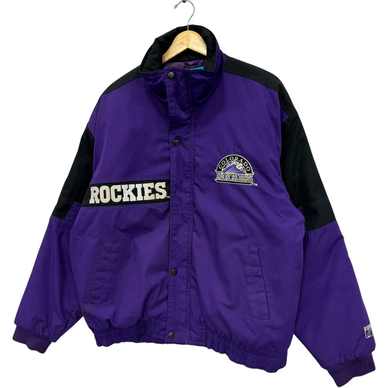 Vintage Logo 7 Colorado Rockies Spellout MLB Bomber Jacket