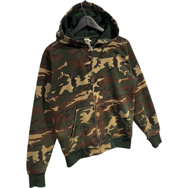 Vintage Woodland Camoflauge Full Zip Hoodie