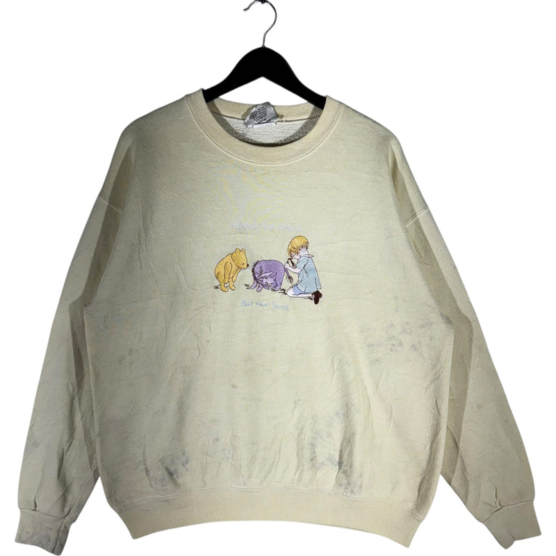 Vintage Disney Winnie The Pooh "Real Friend" Quote Crewneck