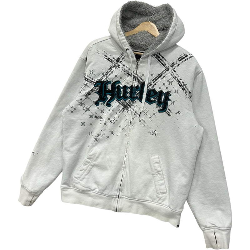 Vintage Hurley Spellout Fur Lined Full Zip Hoodie