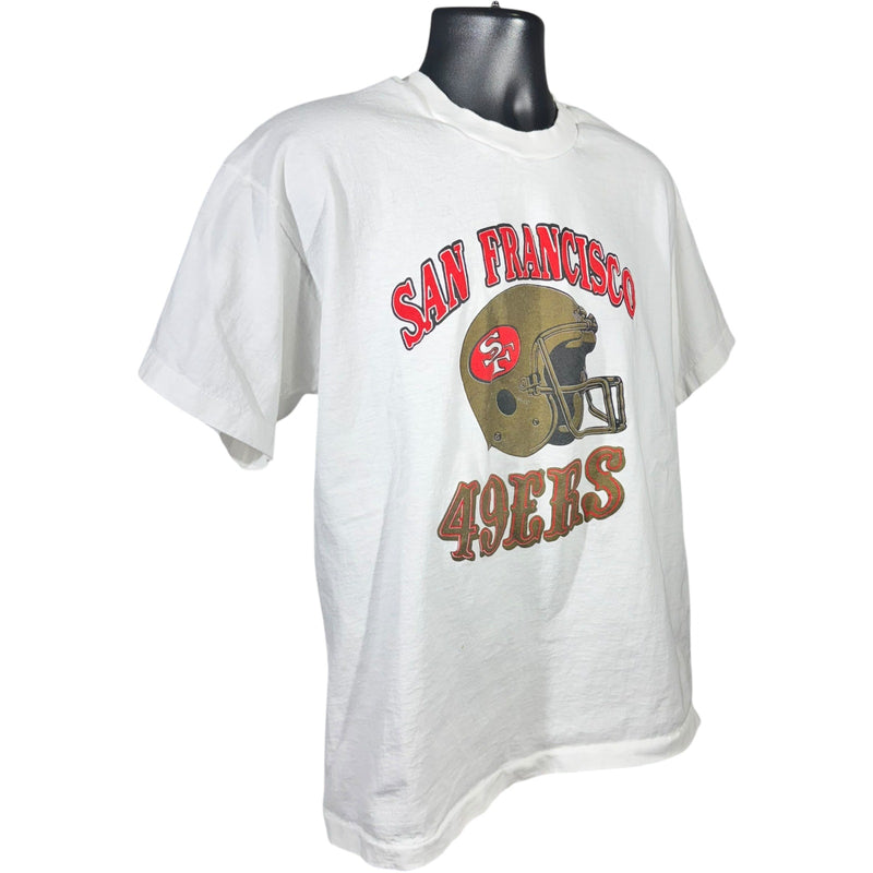 Vintage San Francisco 49ers Helmet Logo Spellout NFL Tee 90s