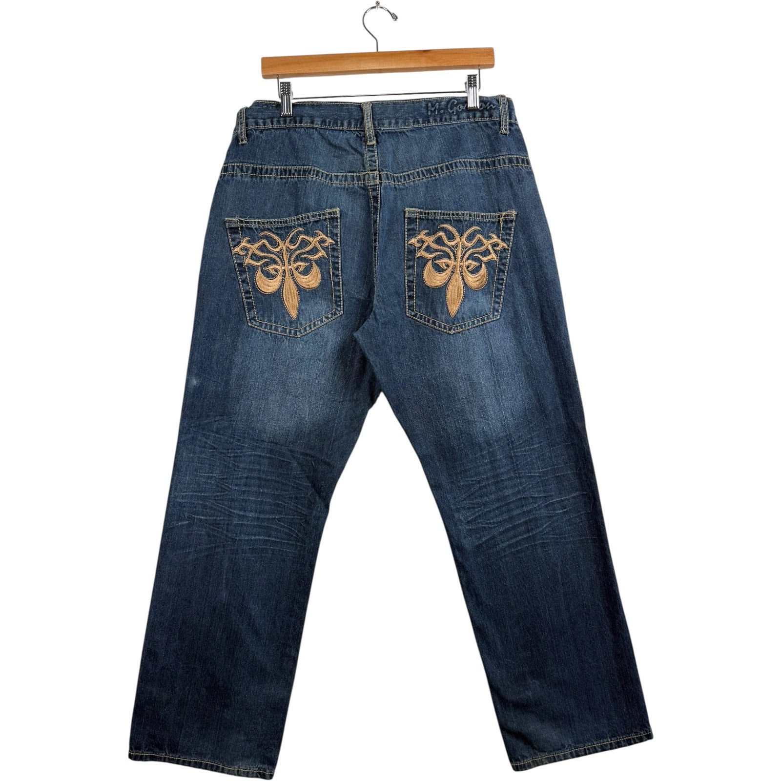 Vintage M.Gordon Embroidered Pockets Straight Denim Jeans 36x30