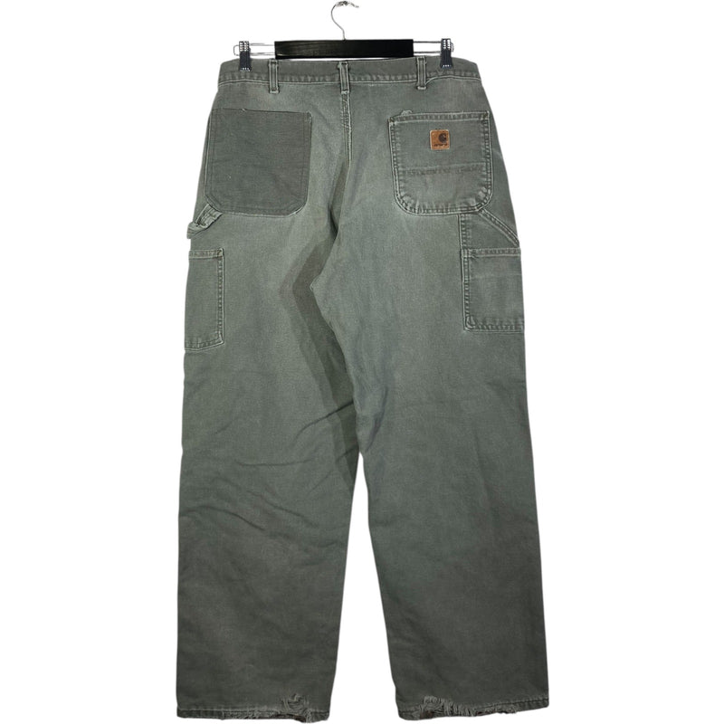 Vintage Carhartt Duck Flannel-Lined Distressed Work Pants 34x30