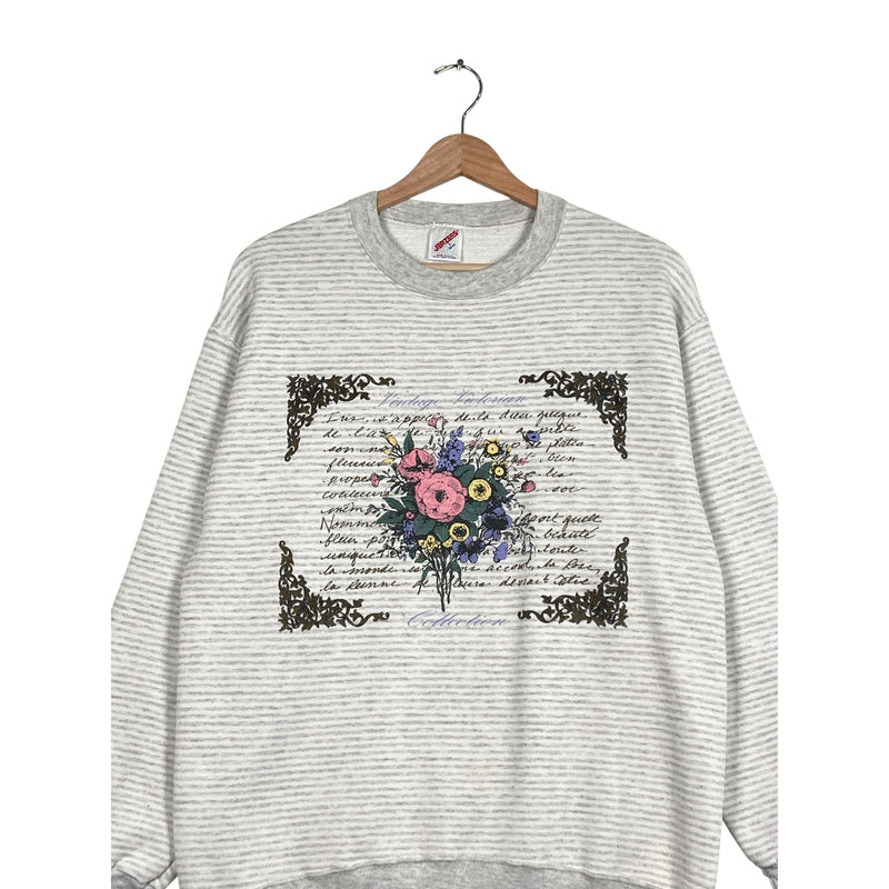 Vintage Striped Flower Bouquet Crewneck