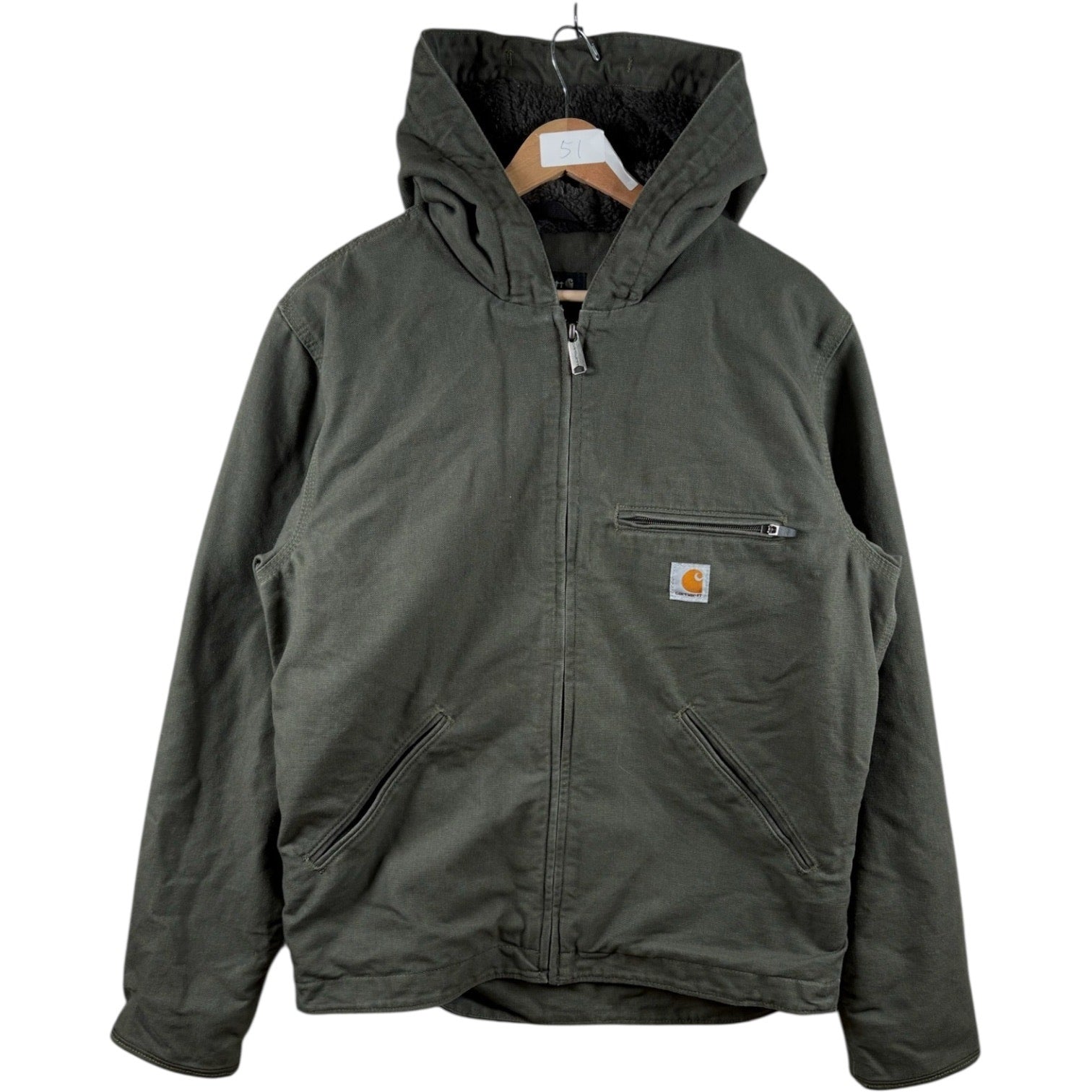 Vintage Carhartt Sherpa Lined Full Zip Hooded Workwear Jacket