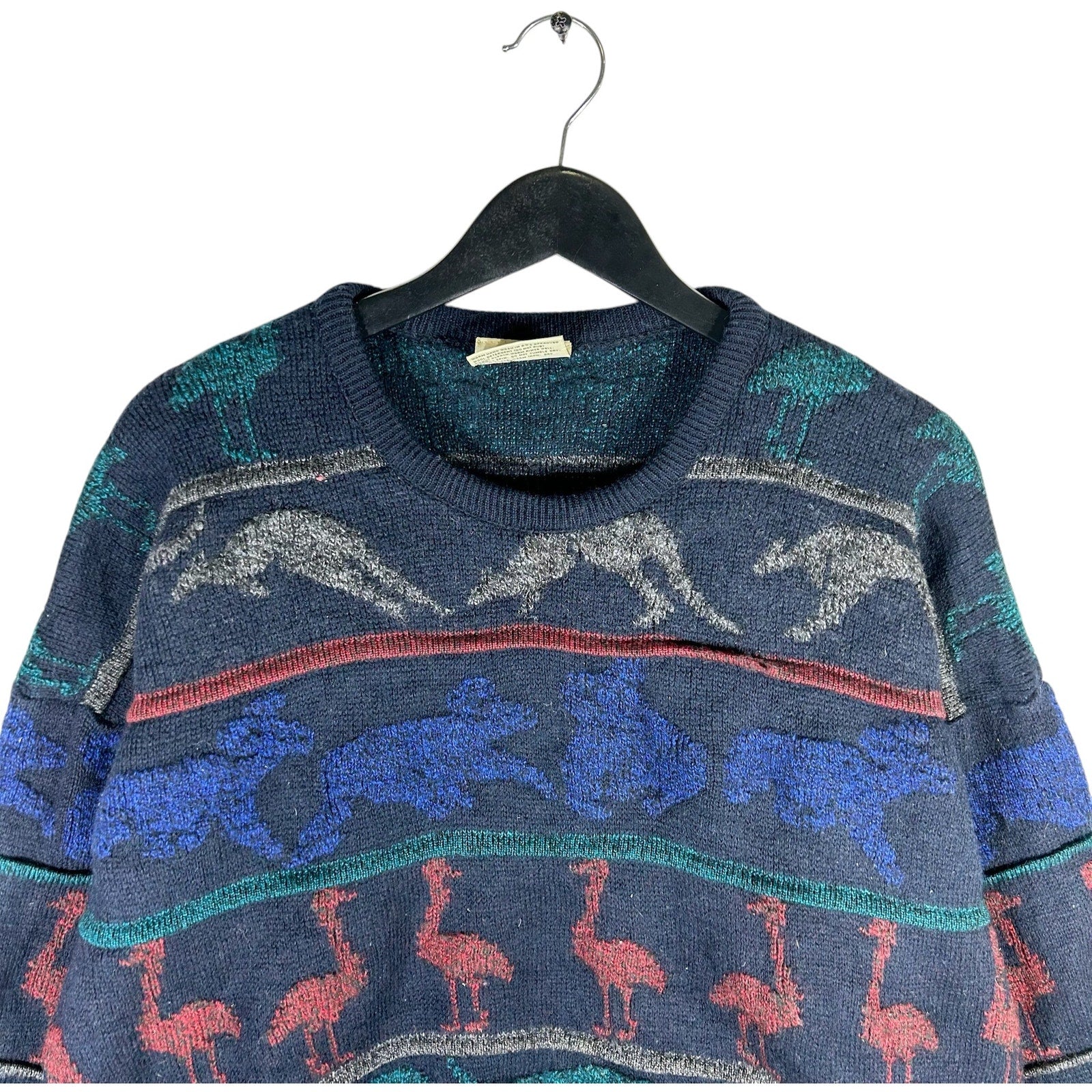 Vintage Hysport Textured Knit Animal Pattern Sweater 90s