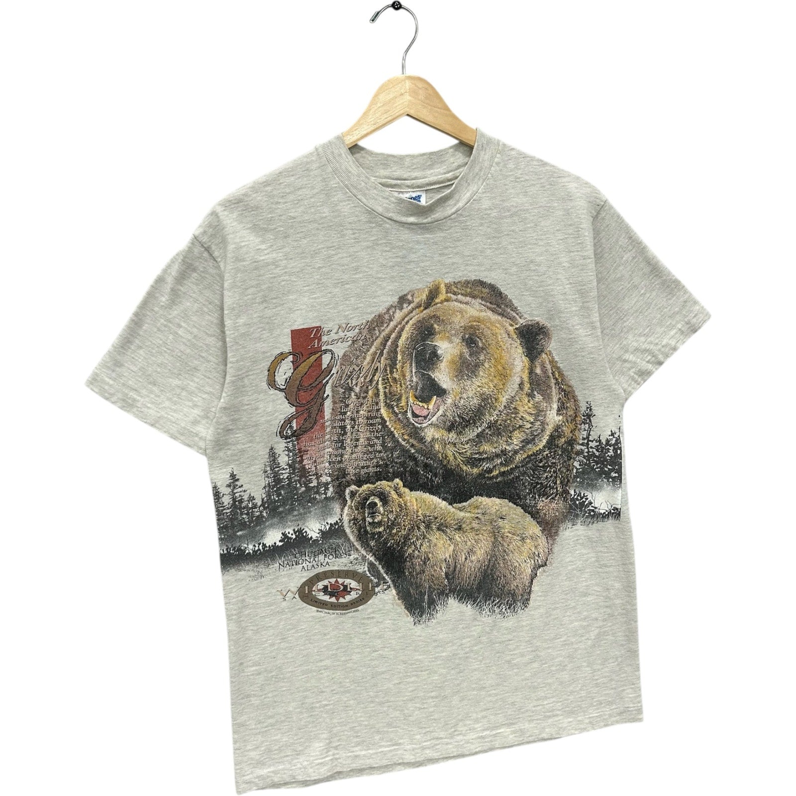 Vintage The North American Grizzly Bear Double Sided AOP Tee