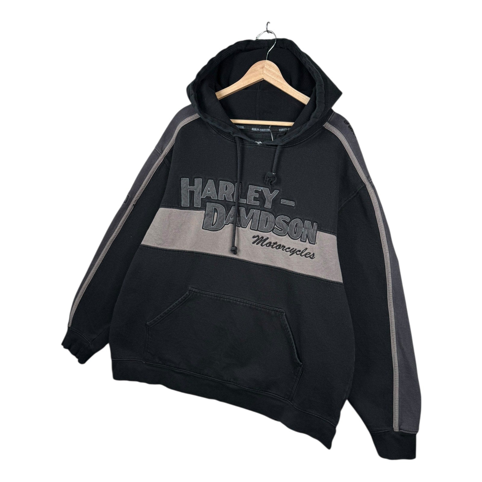 Vintage Harley Davidson Embroidered Two Tone Hoodie