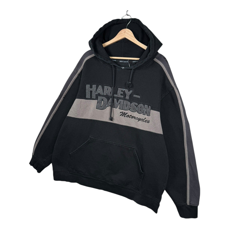 Vintage Harley Davidson Embroidered Two Tone Hoodie
